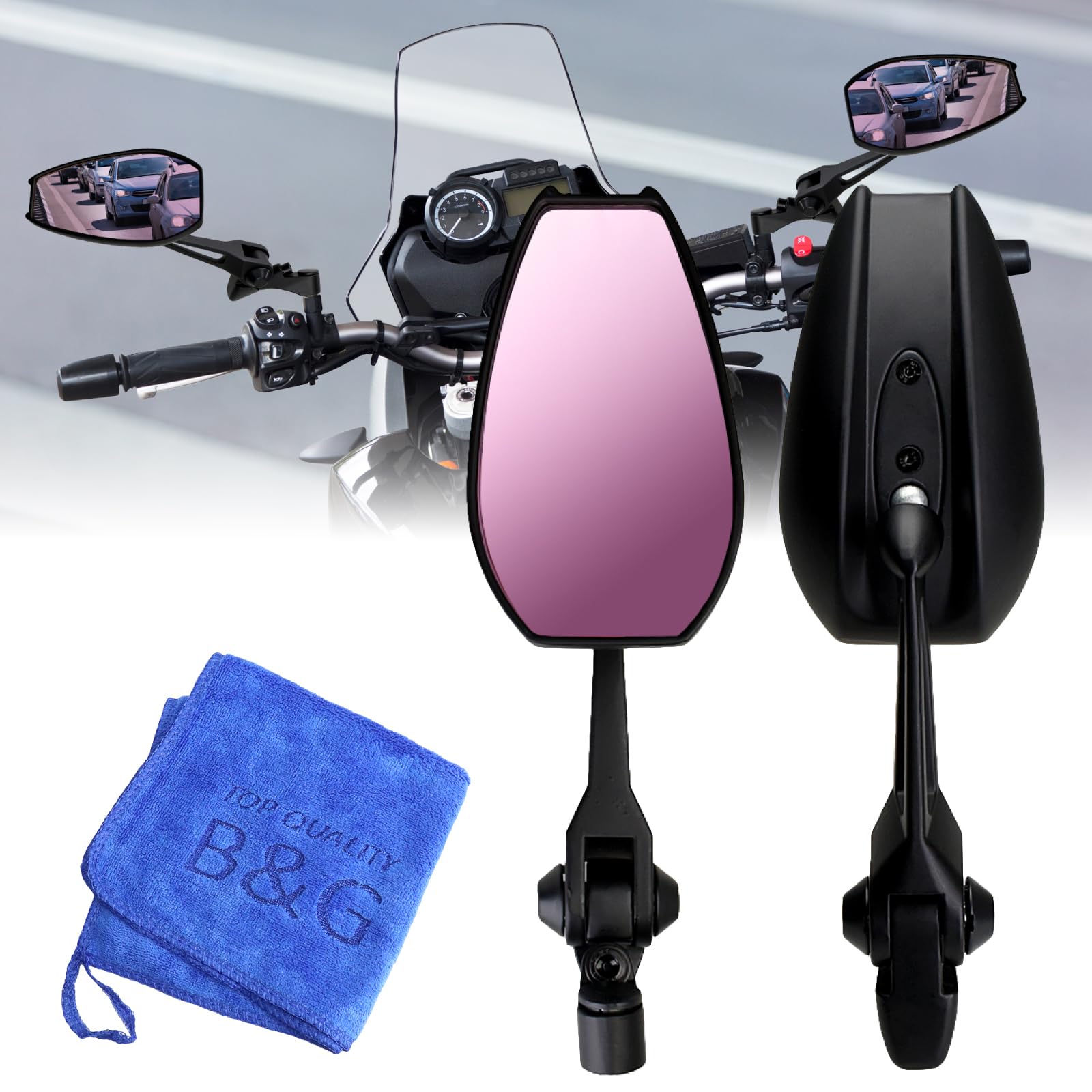 ★新品・未使用★汎用 バイクミラー(アルミ製) ※説明必読 Amazon | 【強化アルミニウム製/広角ワイド × 防眩レンズのダブル設計